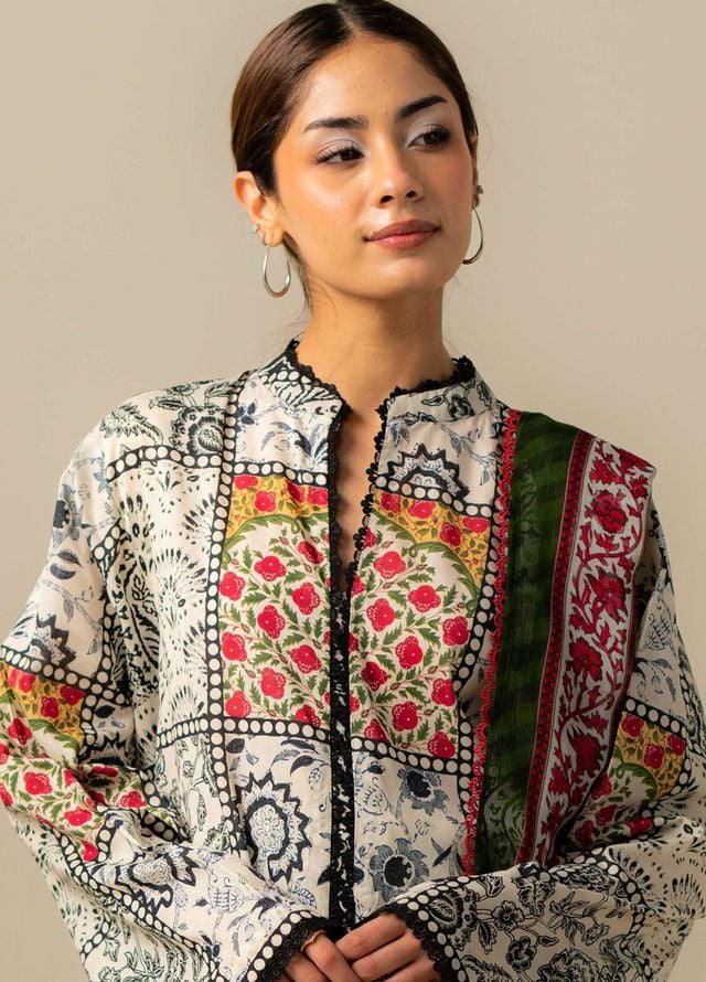 Coco Prints by Zara Shahjahan Printed Lawn Suits Unstitched 3 Piece CZS25PS D-08 B Elra - Summer Collection