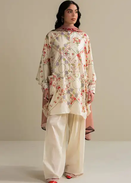 Coco Prints by Zara Shahjahan Printed Lawn Suits Unstitched 3 Piece CZS25PS D-09 A Zarya - Summer Collection