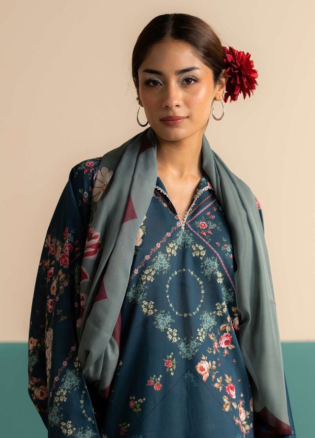Coco Prints by Zara Shahjahan Printed Lawn Suits Unstitched 3 Piece CZS25PS D-09 B Zarya - Summer Collection
