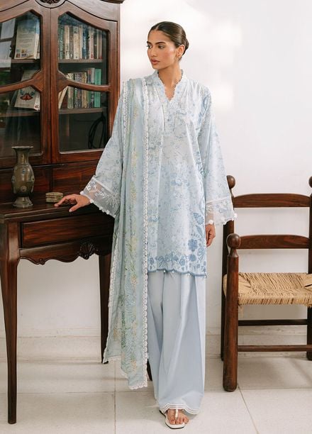 Cross Stitch Embroidered Cambric Suits Unstitched 3 Piece CS25MPU Beryl Frost - Summer Collection