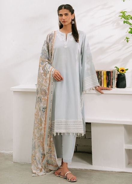 Cross Stitch Embroidered Cambric Suits Unstitched 3 Piece CS25MPU Blue Illusion - Summer Collection