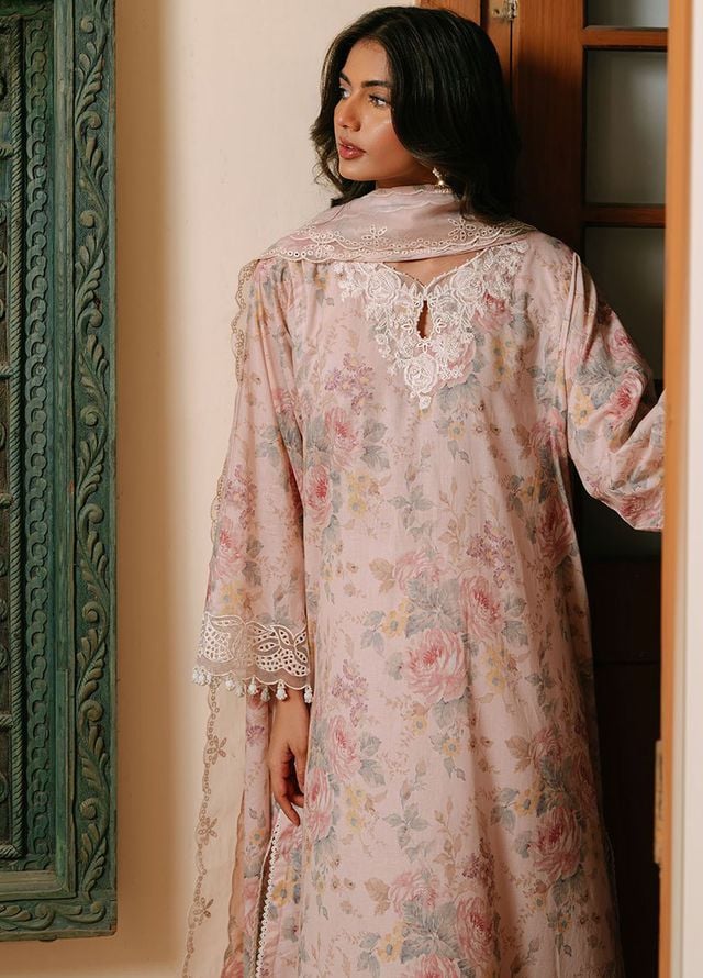 Cross Stitch Embroidered Cambric Suits Unstitched 3 Piece CS25MPU Pink Carnation - Summer Collection