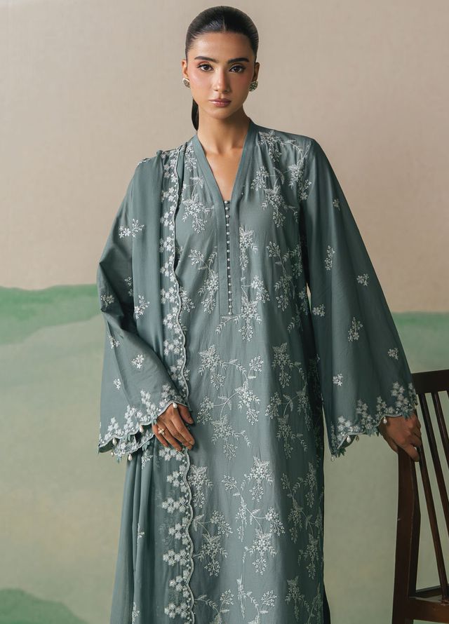 Cross Stitch Embroidered Lawn Suits Unstitched 3 Piece CS25UE D-04 Forest Serenity - Summer Collection