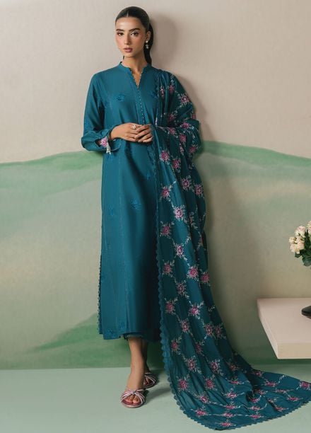 Cross Stitch Embroidered Lawn Suits Unstitched 3 Piece CS25UE D-06 Ocean Depths - Summer Collection
