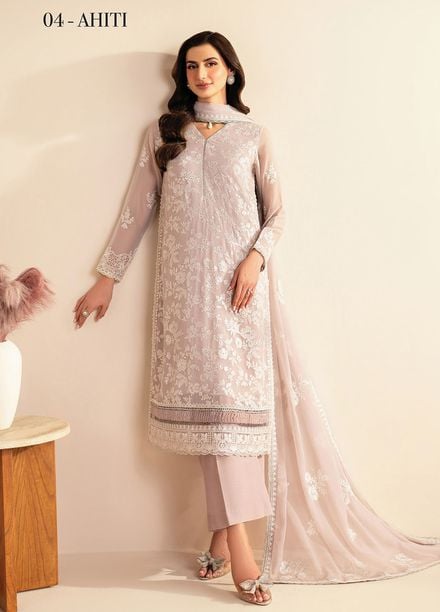 Deme by Xenia Embroidered Chiffon Suits Unstitched 3 Piece XE25DC D-04 Ahiti - Formals Collection