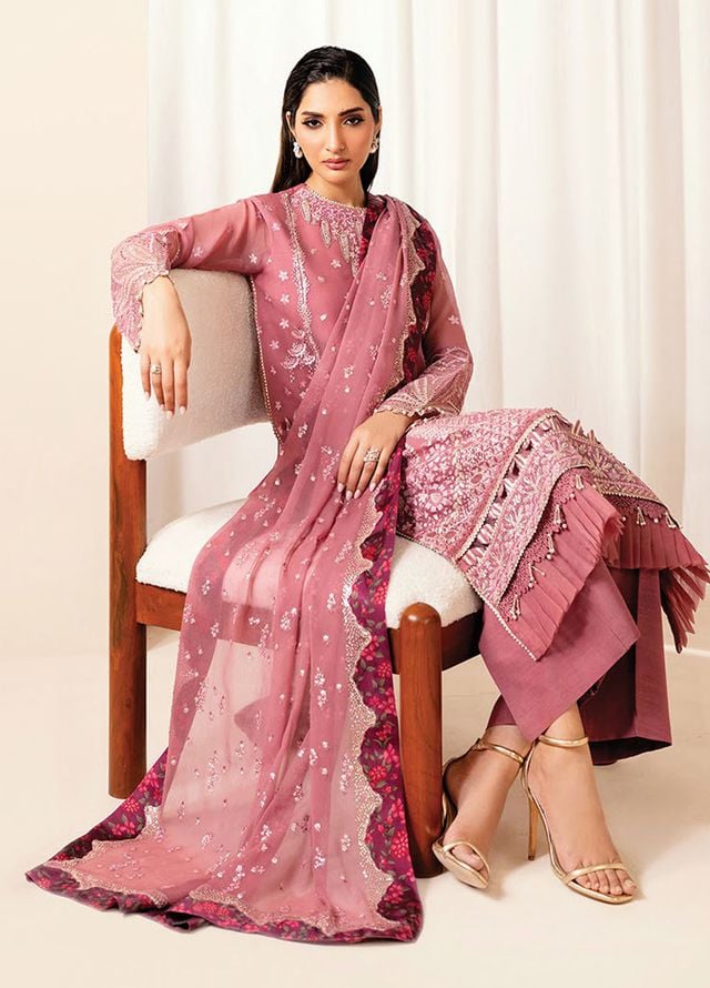 Deme by Xenia Embroidered Chiffon Suits Unstitched 3 Piece XE25DC D-05 Lumen - Formals Collection