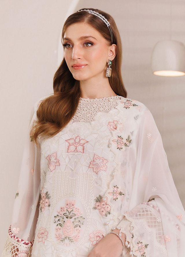 Dhagaay by Alizeh Fashion Embroidered Chiffon Suits Unstitched 3 Piece AFB25DF D-07 Rumman - Festive Collection