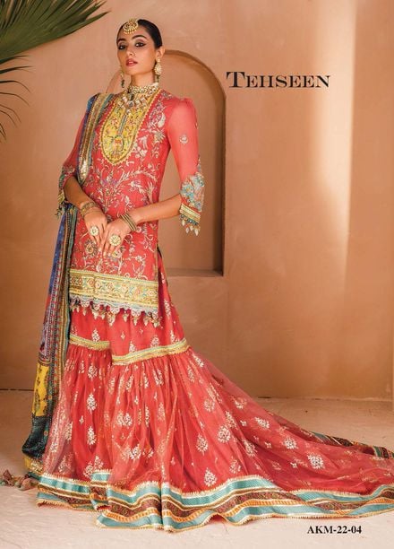 Dhanak By Anaya Embroidered Chiffon Suits Unstitched 3 Piece AKC22M AKM22-04 Tehseen - Wedding Collection