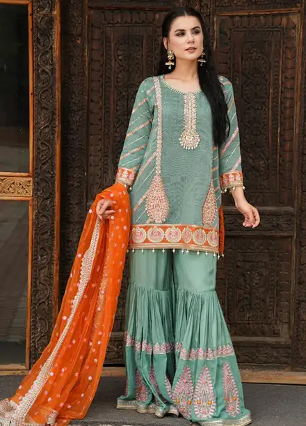 Dhanak By Ayat Pret Embroidered Net 3 Piece Suit Asmani