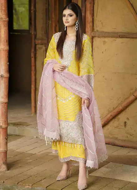 Dhanak By Ayat Pret Embroidered Net 3 Piece Suit Gulzar