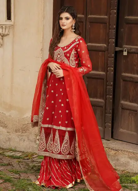 Dhanak By Ayat Pret Embroidered Net 3 Piece Suit Sangum