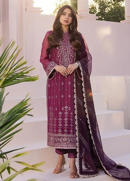 Dhanak Rang by Asim Jofa Embroidered Chiffon Suit Unstitched 3 Piece AJ24DR AJCF-19 - Festive Collection