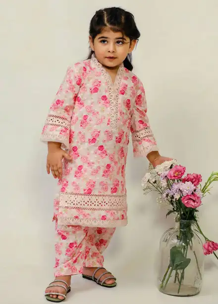 Dilara By Grandeur Pret Embroidered Silk 3 Piece Suit Blus Blossom Kid