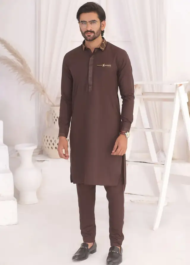  Edge Republic Fancy Men Kurta Pajama - ER 696 Brown