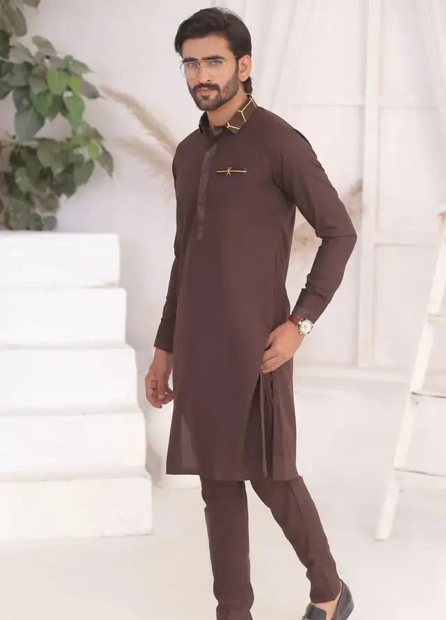  Edge Republic Fancy Men Kurta Pajama - ER 696 Brown