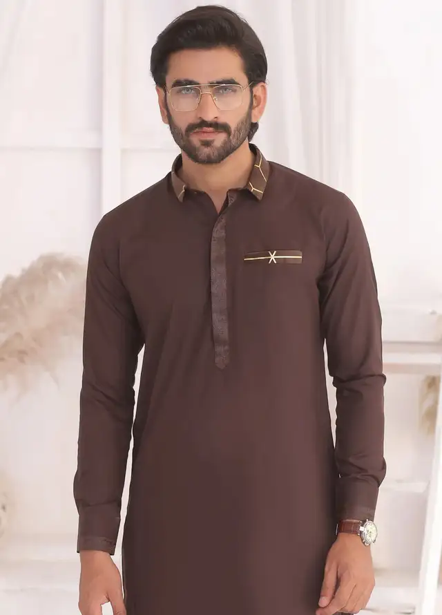  Edge Republic Fancy Men Kurta Pajama - ER 696 Brown