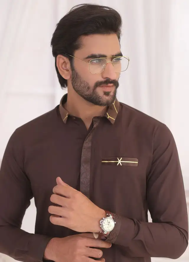  Edge Republic Fancy Men Kurta Pajama - ER 696 Brown