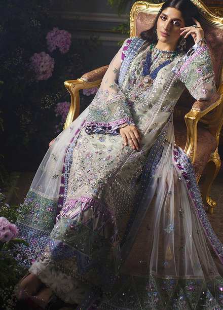 Elan Embroidered Net Suits Unstitched 3 Piece EL21WF EC21-02 ALARA - Wedding Collection
