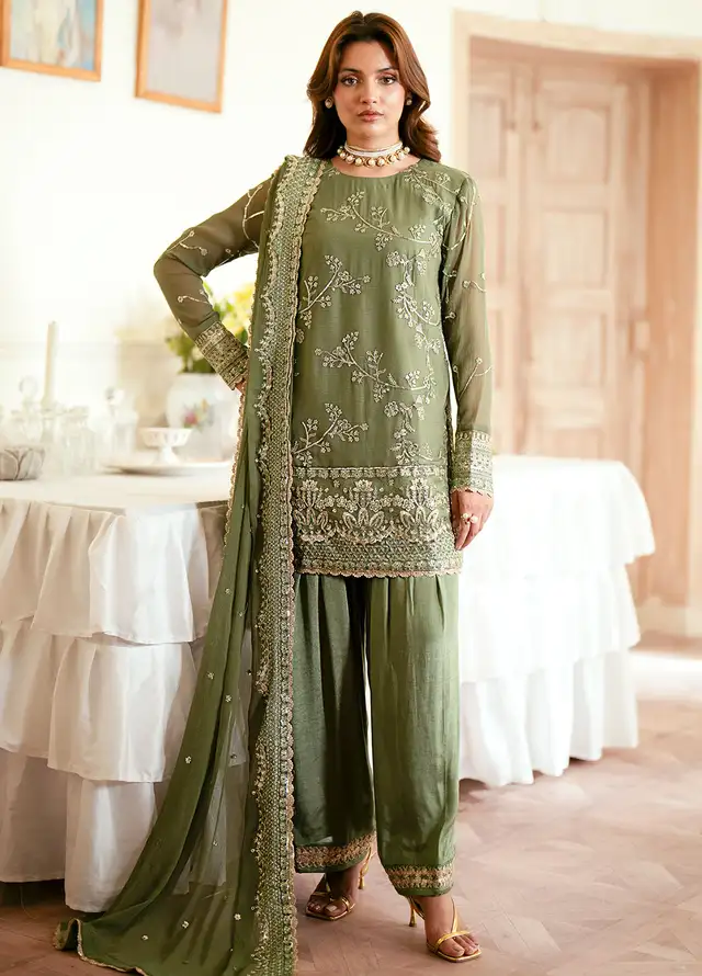Elinor by Sahane Embroidered Chiffon Suits Unstitched 3 Piece SNE24EL EL-1801 Vianna - Formal Collection