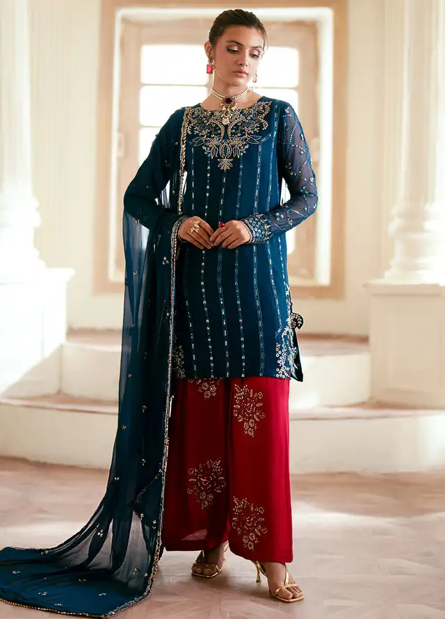 Elinor by Sahane Embroidered Chiffon Suits Unstitched 3 Piece SNE24EL EL-1807 Megeve - Formal Collection