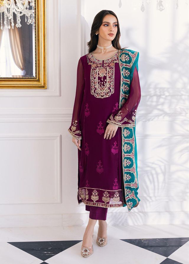 Ella By Sahane Embroidered Chiffon Suits Unstitched 3 Piece SNE23EL SAH-1005 Anastasia - Formal Collection