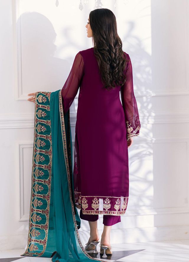 Ella By Sahane Embroidered Chiffon Suits Unstitched 3 Piece SNE23EL SAH-1005 Anastasia - Formal Collection