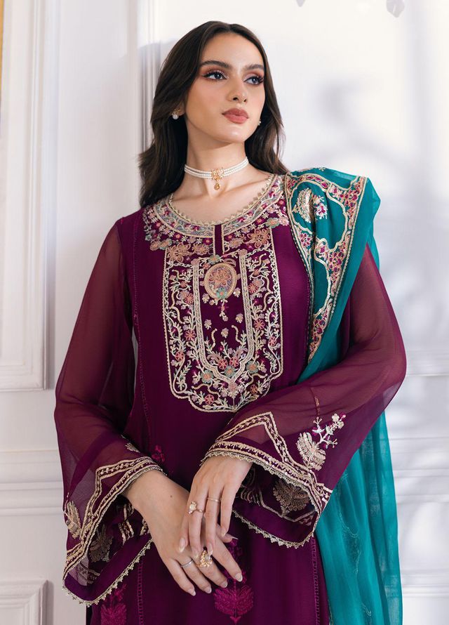 Ella By Sahane Embroidered Chiffon Suits Unstitched 3 Piece SNE23EL SAH-1005 Anastasia - Formal Collection