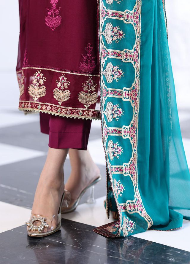Ella By Sahane Embroidered Chiffon Suits Unstitched 3 Piece SNE23EL SAH-1005 Anastasia - Formal Collection