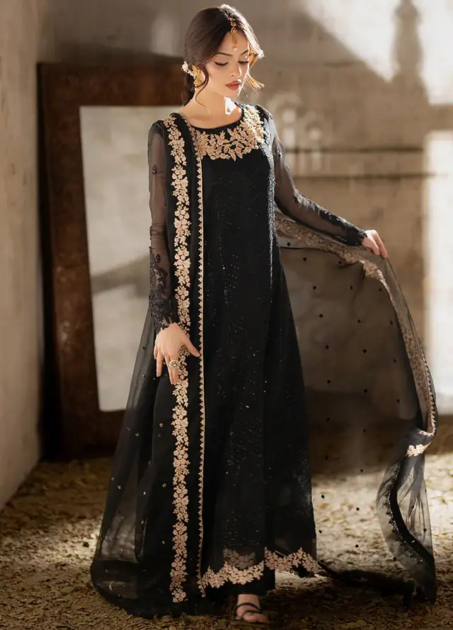 Ensembles By Azure Embroidered Chiffon Suits Unstitched 3 Piece AZU25EN I-01311 Midnight Veil - Festive Collection