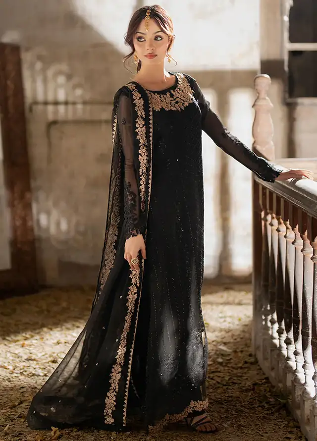 Ensembles By Azure Embroidered Chiffon Suits Unstitched 3 Piece AZU25EN I-01311 Midnight Veil - Festive Collection