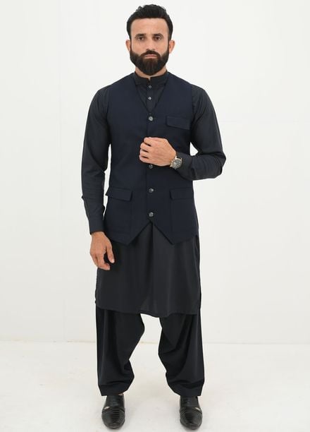 Ethnic Wear by Alif Yay Pret Plain Blended 3 Piece Suit AY-022