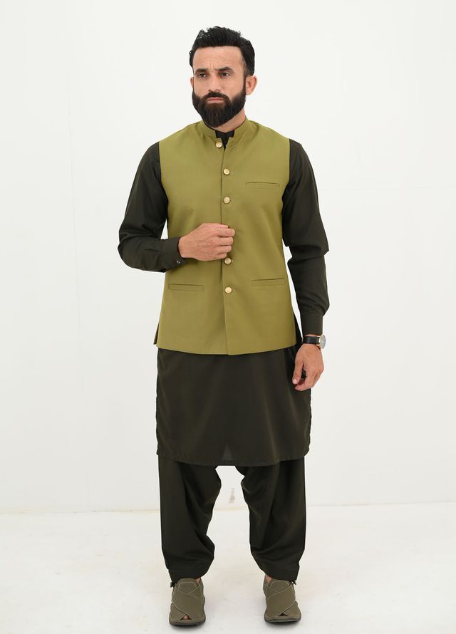 Ethnic Wear by Alif Yay Pret Plain Blended 3 Piece Suit AY-023
