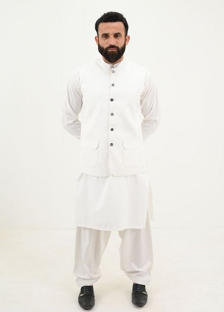 Ethnic Wear by Alif Yay Pret Plain Blended 3 Piece Suit AY-033