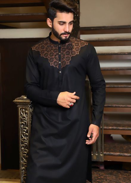 Fabrich Embroidered Cotton Suits Unstitched Kameez-Shalwar GTS-B-023 - Summer Collection