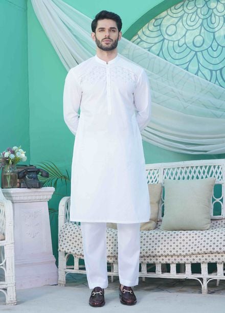 Fabrich Embroidered Cotton Suits Unstitched Kameez-Shalwar GTS-B-027 - Summer Collection