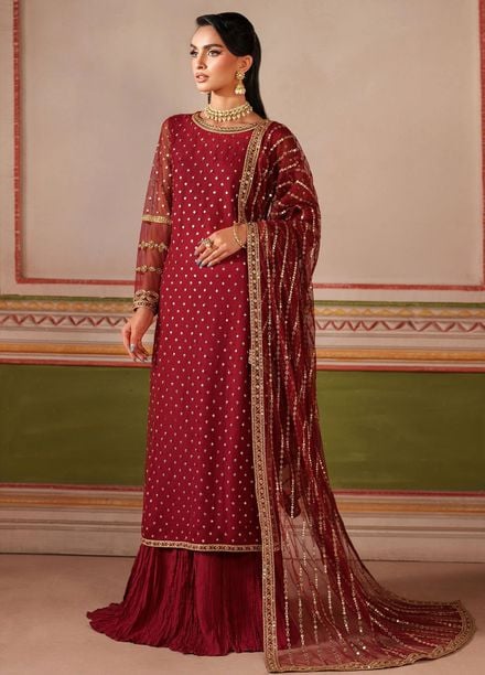 Falesia by Zarif Embroidered Net Suits Unstitched 3 Piece ZAF25FF HF-01 Muhaag - Formals Collection