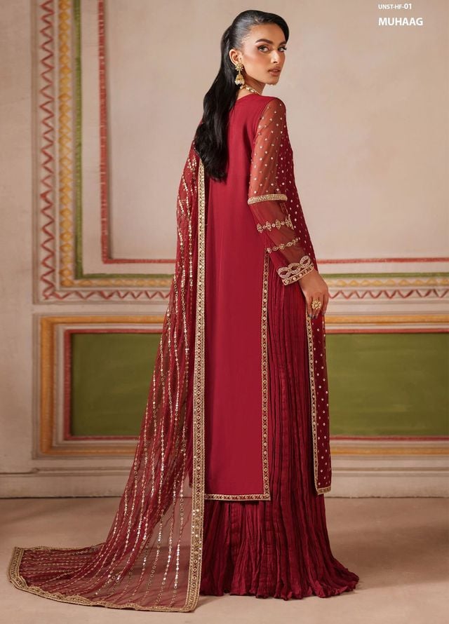 Falesia by Zarif Embroidered Net Suits Unstitched 3 Piece ZAF25FF HF-01 Muhaag - Formals Collection