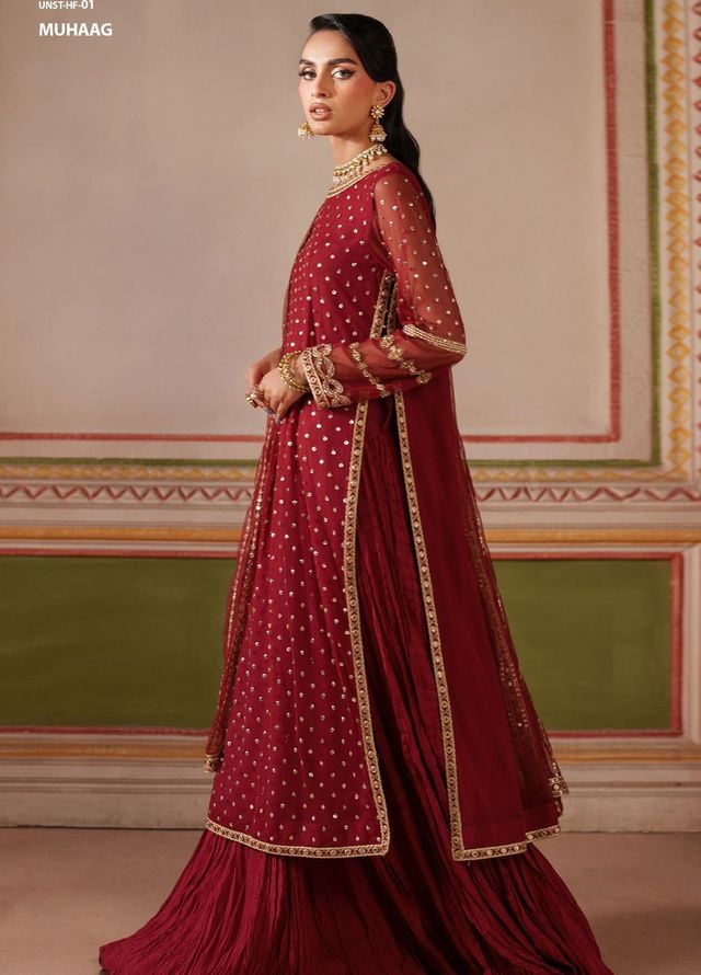 Falesia by Zarif Embroidered Net Suits Unstitched 3 Piece ZAF25FF HF-01 Muhaag - Formals Collection