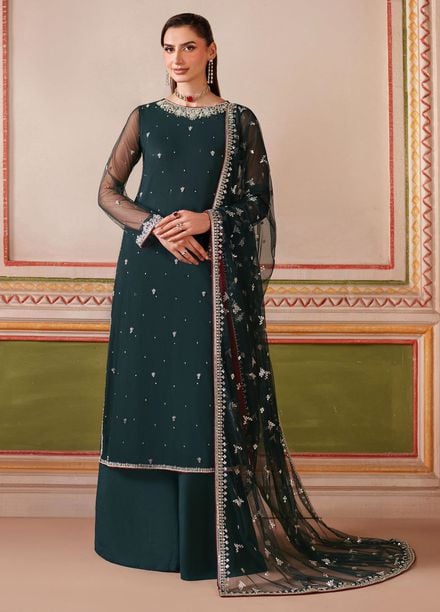 Falesia by Zarif Embroidered Net Suits Unstitched 3 Piece ZAF25FF HF-02 Shenaar - Formals Collection