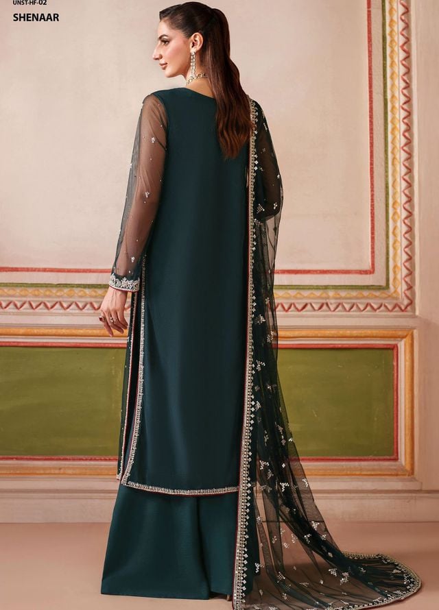 Falesia by Zarif Embroidered Net Suits Unstitched 3 Piece ZAF25FF HF-02 Shenaar - Formals Collection