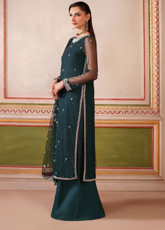 Falesia by Zarif Embroidered Net Suits Unstitched 3 Piece ZAF25FF HF-02 Shenaar - Formals Collection