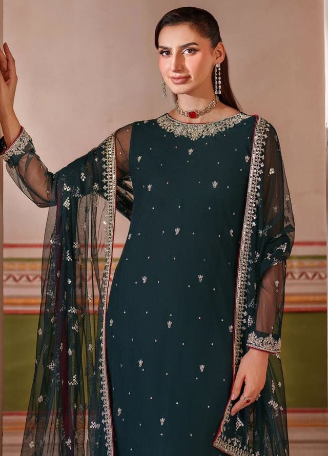 Falesia by Zarif Embroidered Net Suits Unstitched 3 Piece ZAF25FF HF-02 Shenaar - Formals Collection