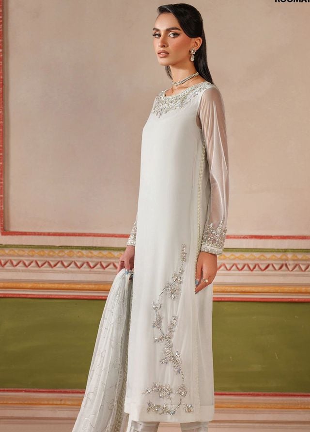 Falesia by Zarif Embroidered Net Suits Unstitched 3 Piece ZAF25FF HF-03 Roomay - Formals Collection