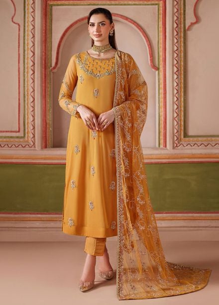 Falesia by Zarif Embroidered Net Suits Unstitched 3 Piece ZAF25FF HF-04 Soha - Formals Collection