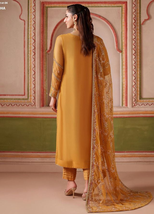 Falesia by Zarif Embroidered Net Suits Unstitched 3 Piece ZAF25FF HF-04 Soha - Formals Collection