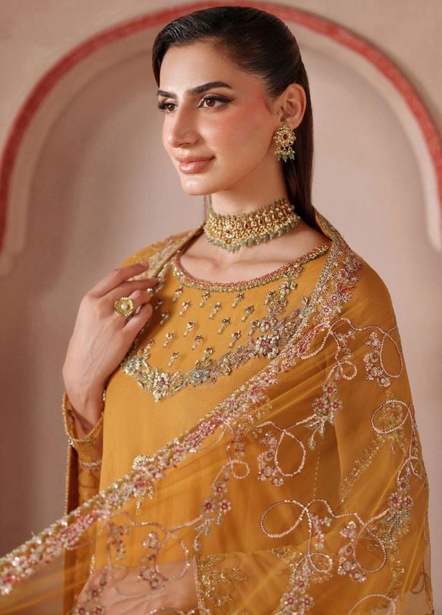 Falesia by Zarif Embroidered Net Suits Unstitched 3 Piece ZAF25FF HF-04 Soha - Formals Collection