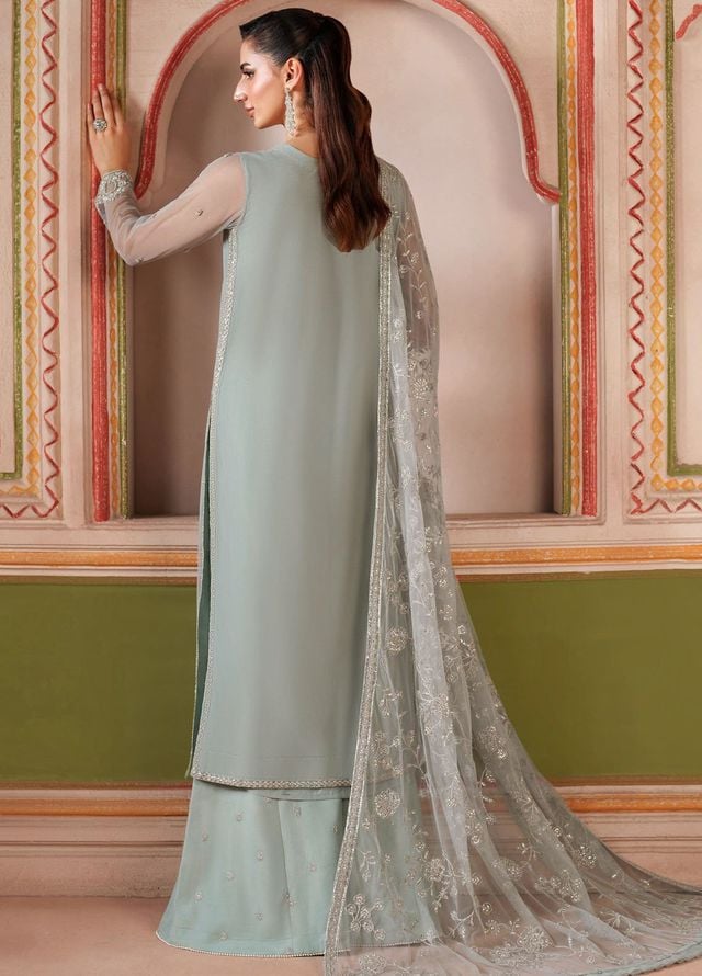 Falesia by Zarif Embroidered Net Suits Unstitched 3 Piece ZAF25FF HF-05 Dinaar - Formals Collection