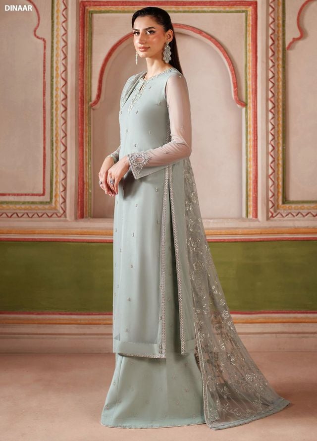 Falesia by Zarif Embroidered Net Suits Unstitched 3 Piece ZAF25FF HF-05 Dinaar - Formals Collection