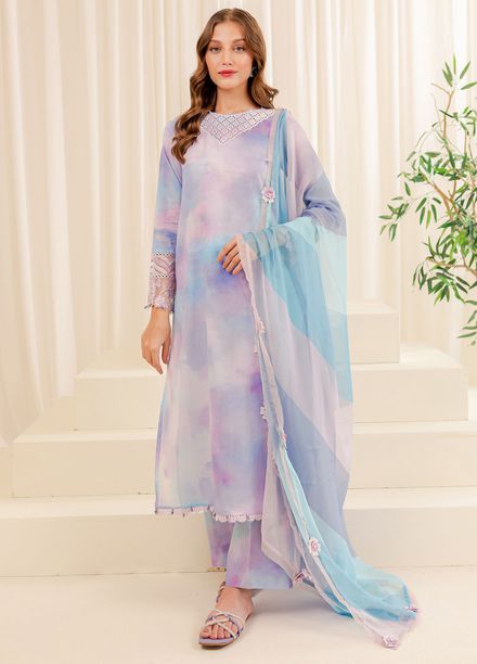 Farasha Embroidered Lawn Suits Unstitched 3 Piece FSH24PE D-06 Snowy Dove - Summer Collection