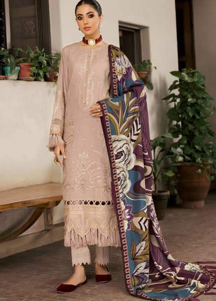 Farasha Embroidered Khaddar Suits Unstitched 3 Piece FSH21K 02 Satin Sand - Winter Collection